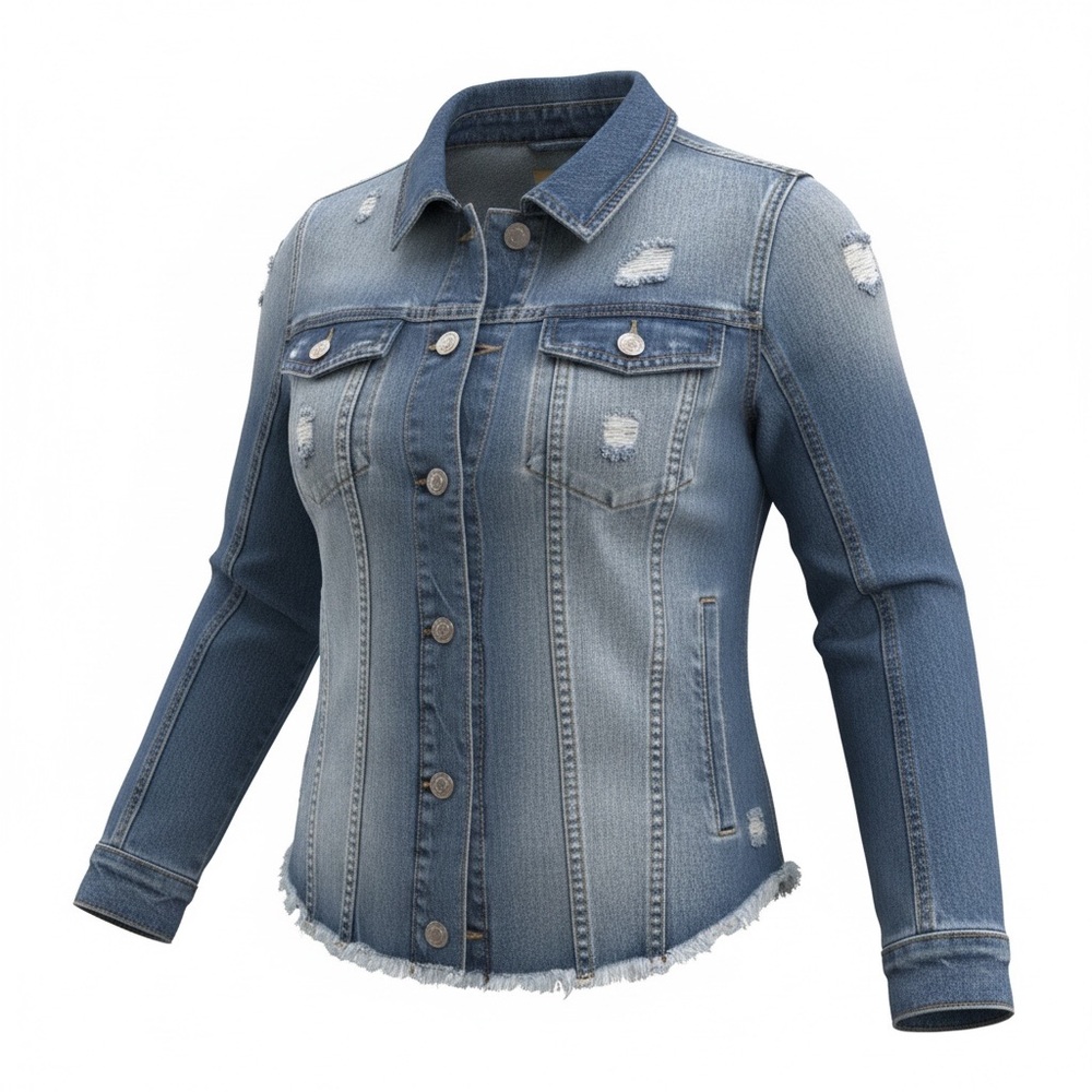 Blank NYC Jean Jacket Large Heavily Distressed Frayed Cut Off Riverdale Logo